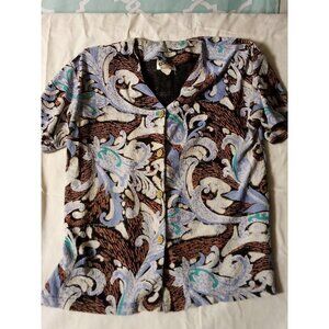 Womens Colon Vntg Paisley Multicolor Gold Buttons Shirt SEE Pictures For Messure